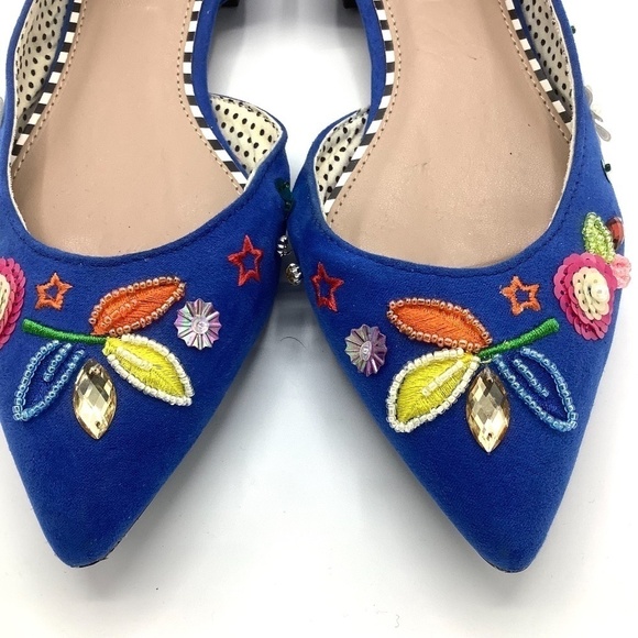 Betsey Johnson  Cypress Blue Beaded‎ Embellished Flats Size 6.5 - Picture 7 of 16